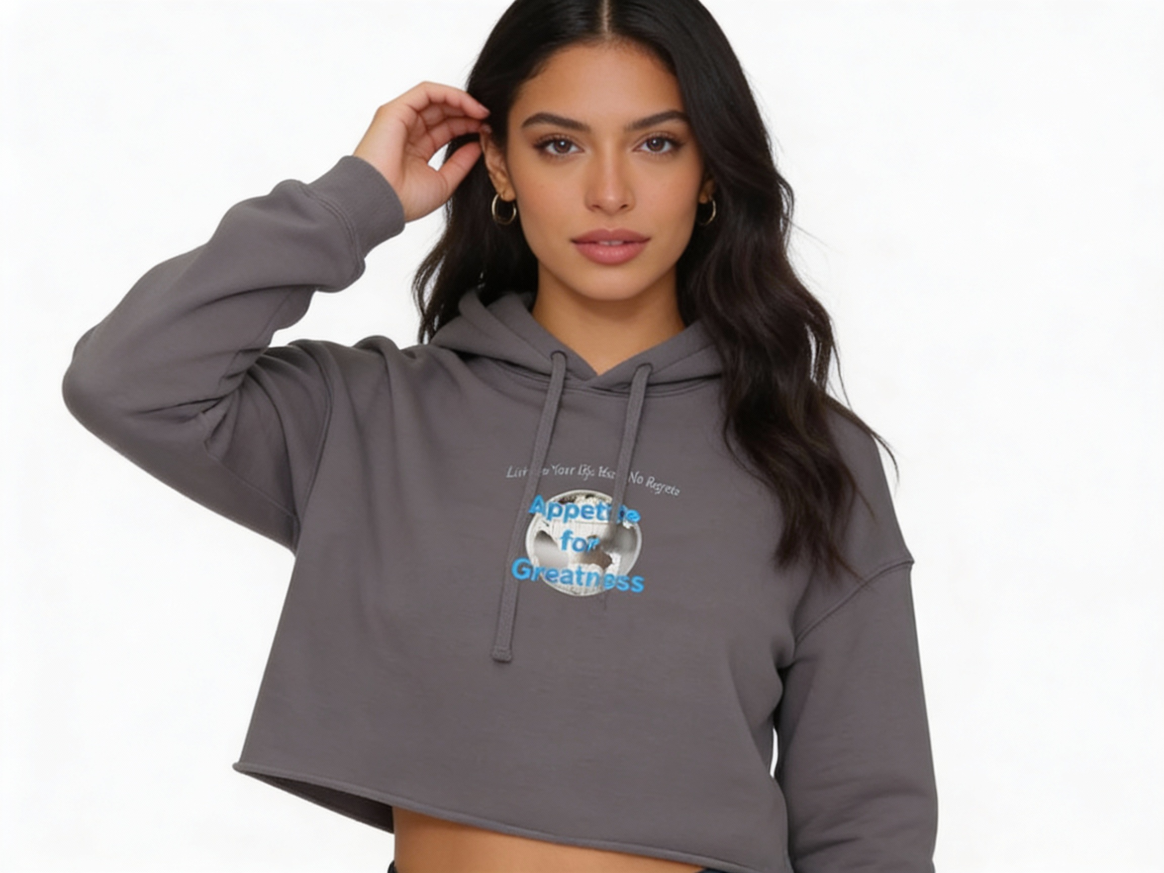 Crop Hoodie: Silver Logo edition